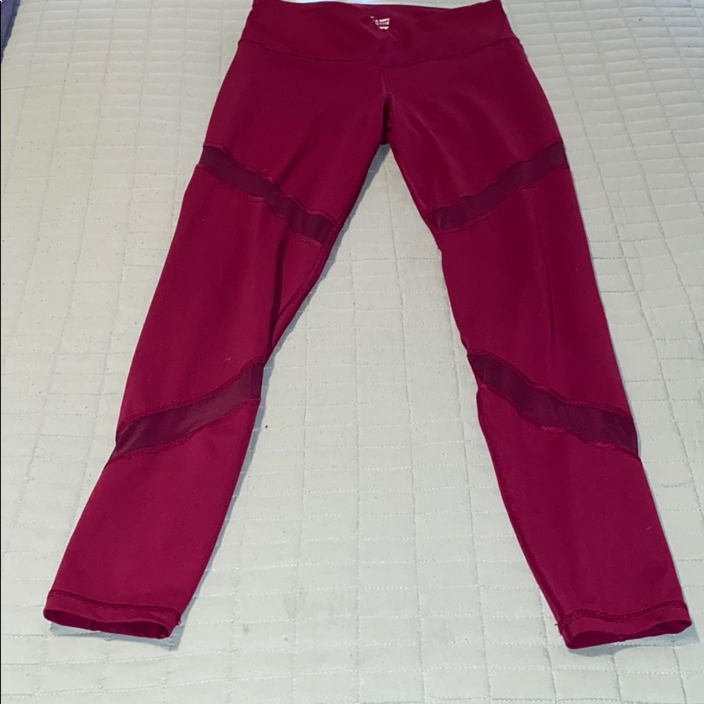 Old Navy ACTIVE Maroon Mesh Cut Out Leggings